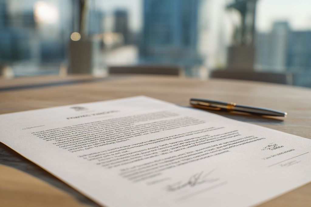 Détail d'un document de certificat d'urbanisme devant une ligne d'horizon urbaine.