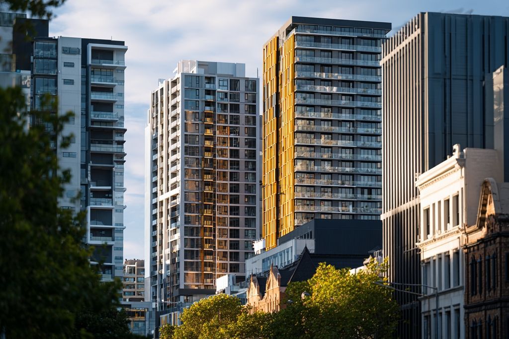 Vue de la ville intégrant des structures modernes et historiques accentuant la conformité réglementaire