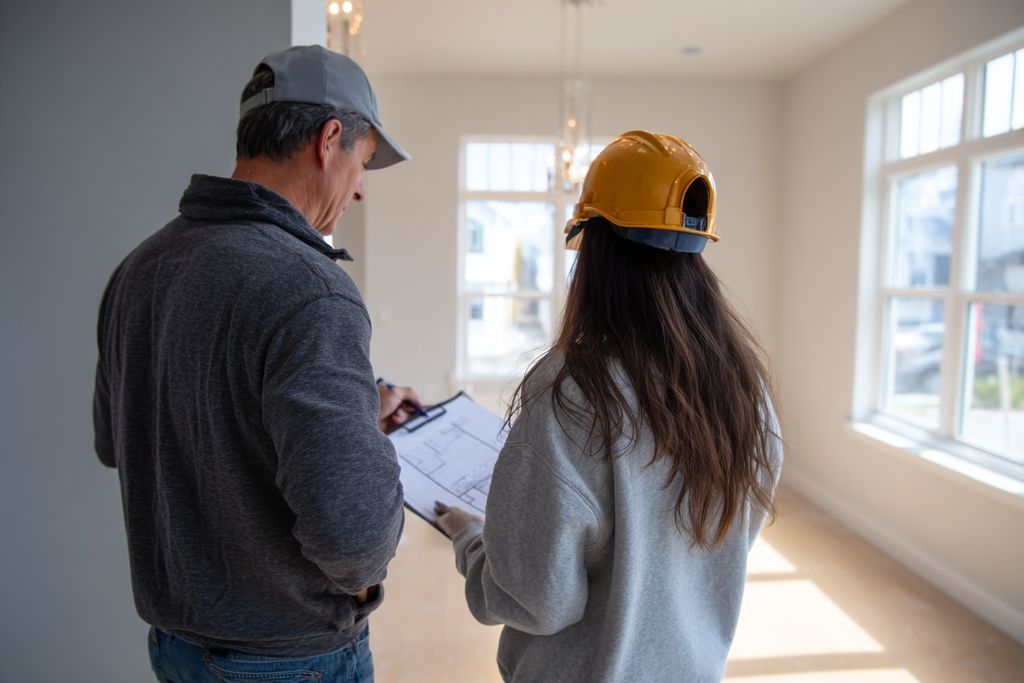 Inspecteur discutant avec un propriétaire sur la conformité aux normes de construction