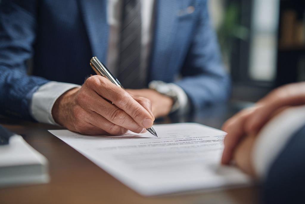 Un expert en droit explique les étapes de la demande de permis aux clients.