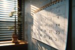 Visualisation d'un calendrier marqué avec des dates clés relatives aux permis de construction et aux échéances.